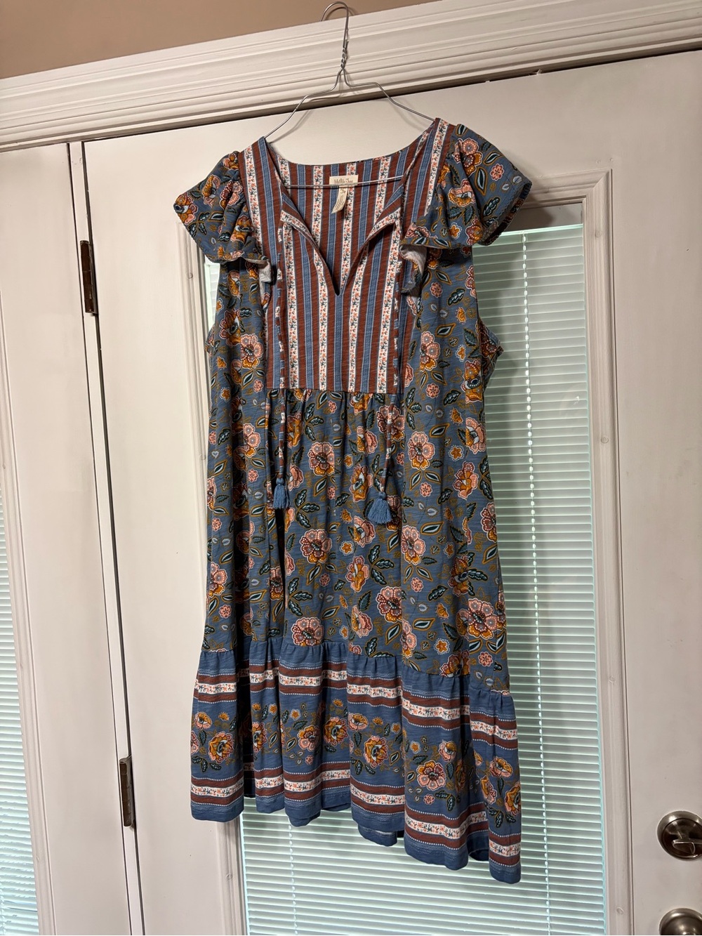 Matilda Jane Blue Floral Tassel Tiered Dress